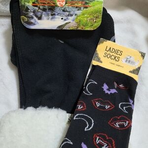 Field & Stream Black Socks with Purple and Red Accents